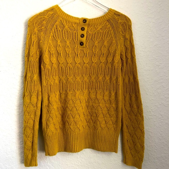 Anthro Sparrow Mustard Cable Knit Pullover Sweater - Picture 3 of 7